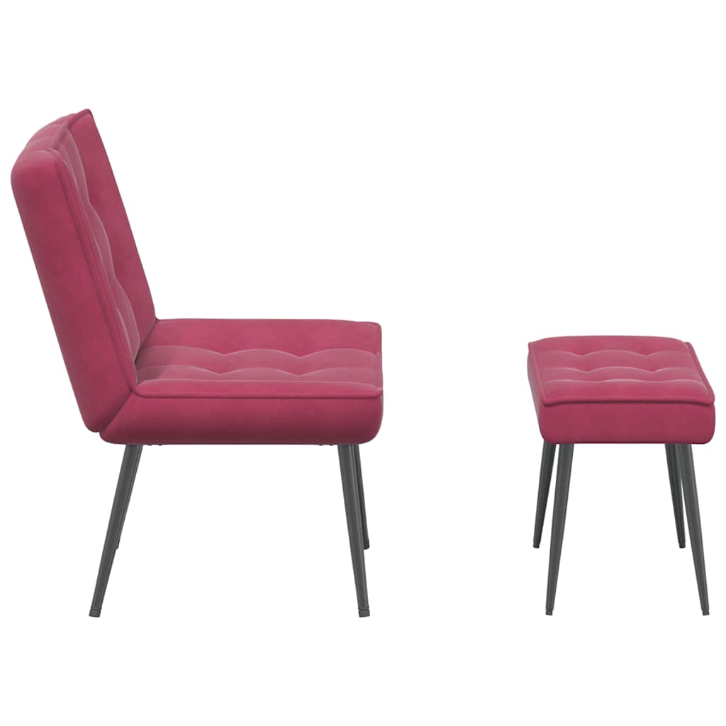Chaise de relaxation avec tabouret Bordeaux Velours - XIOS