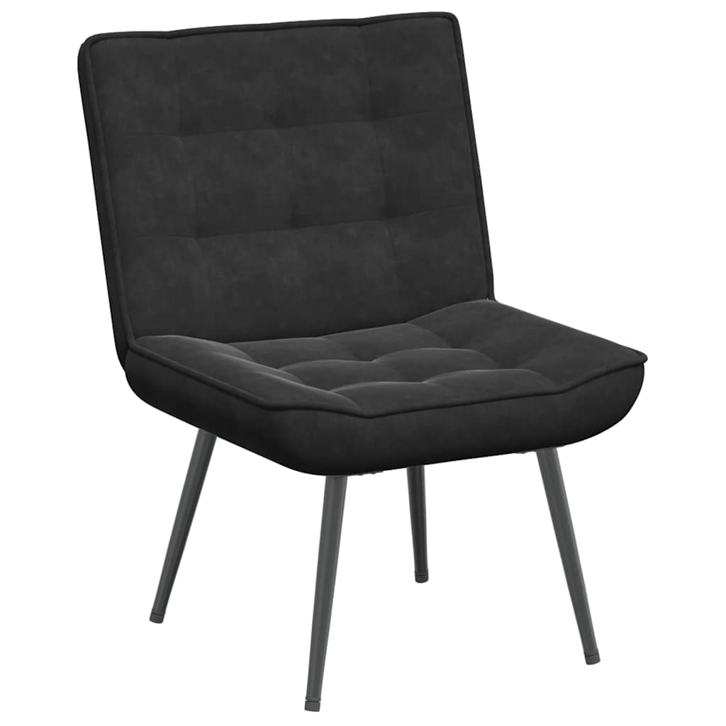 Chaise de relaxation avec tabouret Noir Velours - XIOS
