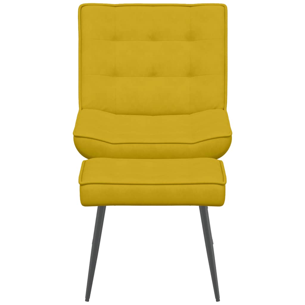 Chaise de relaxation avec tabouret jaune velours - XIOS