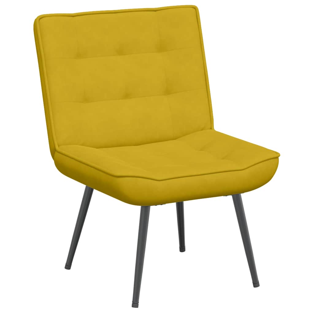 Chaise de relaxation avec tabouret jaune velours - XIOS