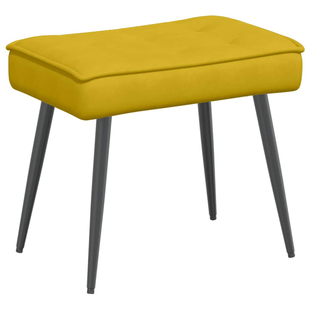 Chaise de relaxation avec tabouret jaune velours - XIOS