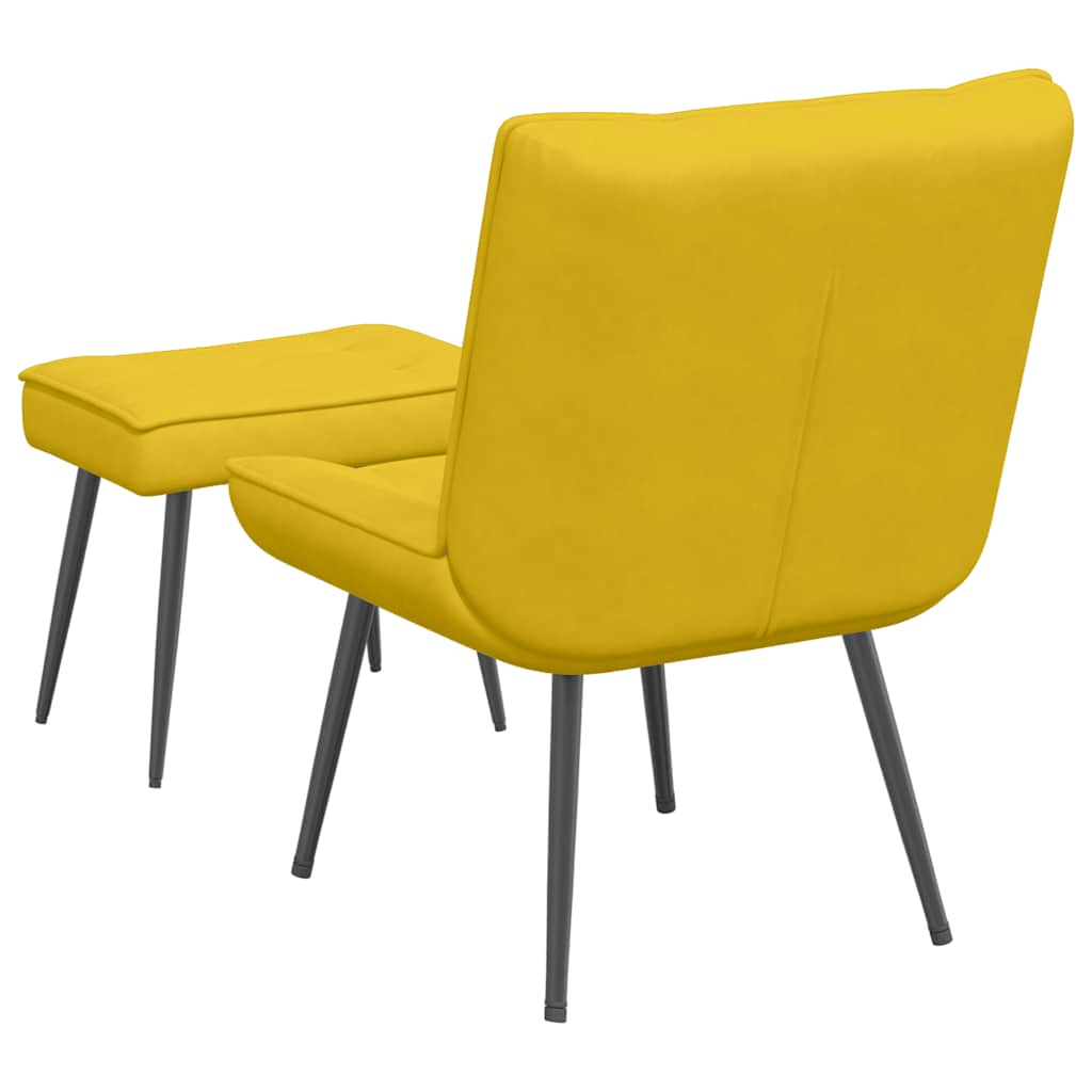 Chaise de relaxation avec tabouret jaune velours - XIOS