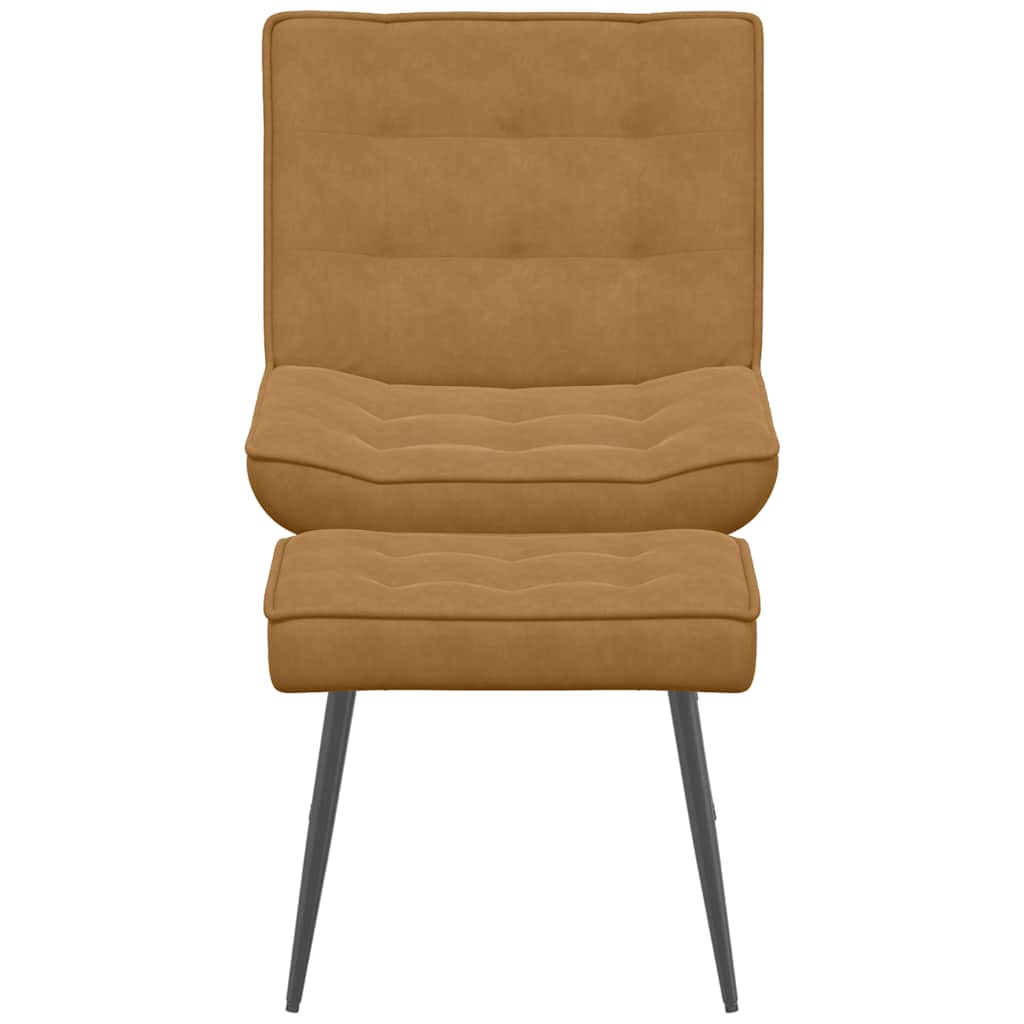 Chaise de relaxation avec tabouret Marron Velours - XIOS