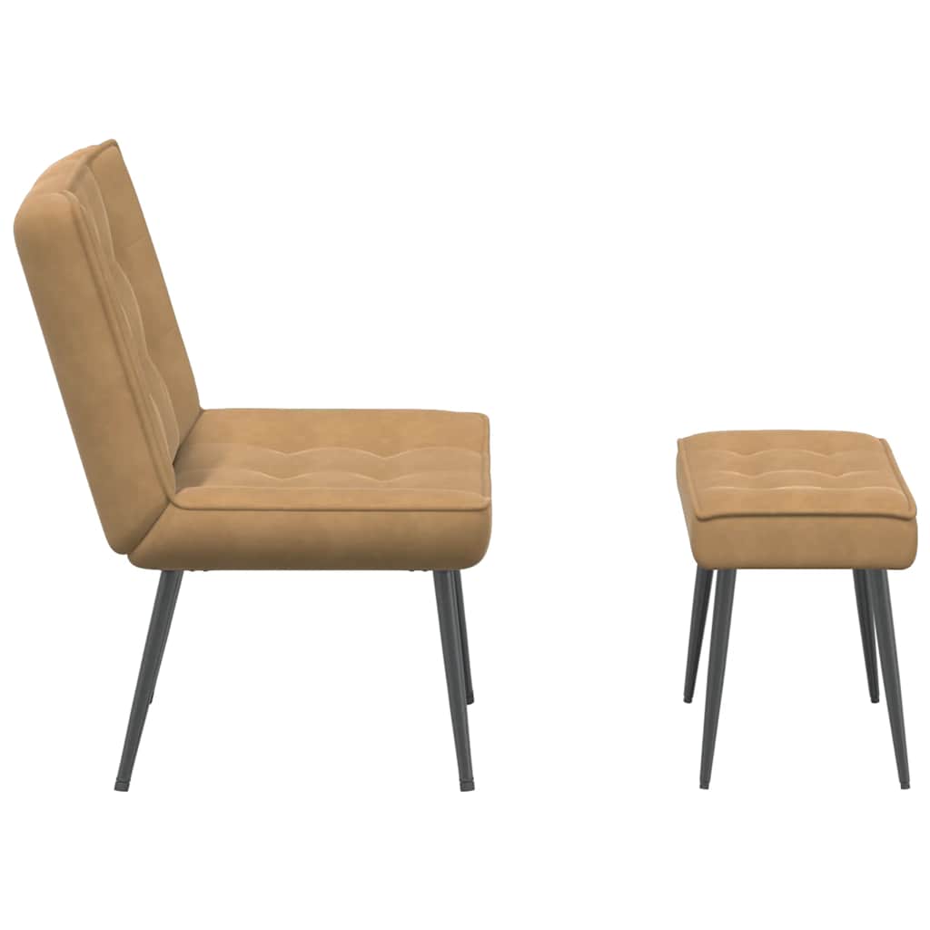 Chaise de relaxation avec tabouret Marron Velours - XIOS