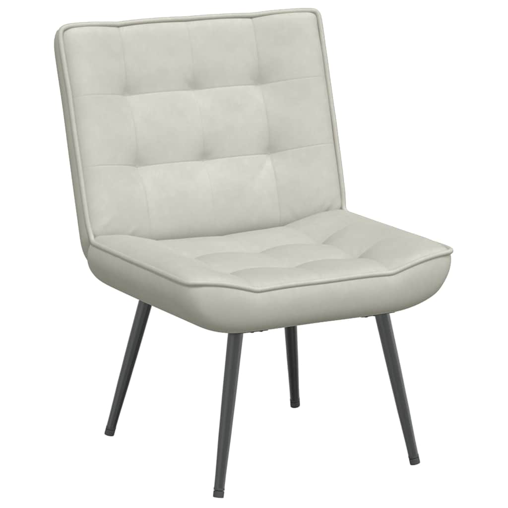Chaise de relaxation avec tabouret crème velours - XIOS