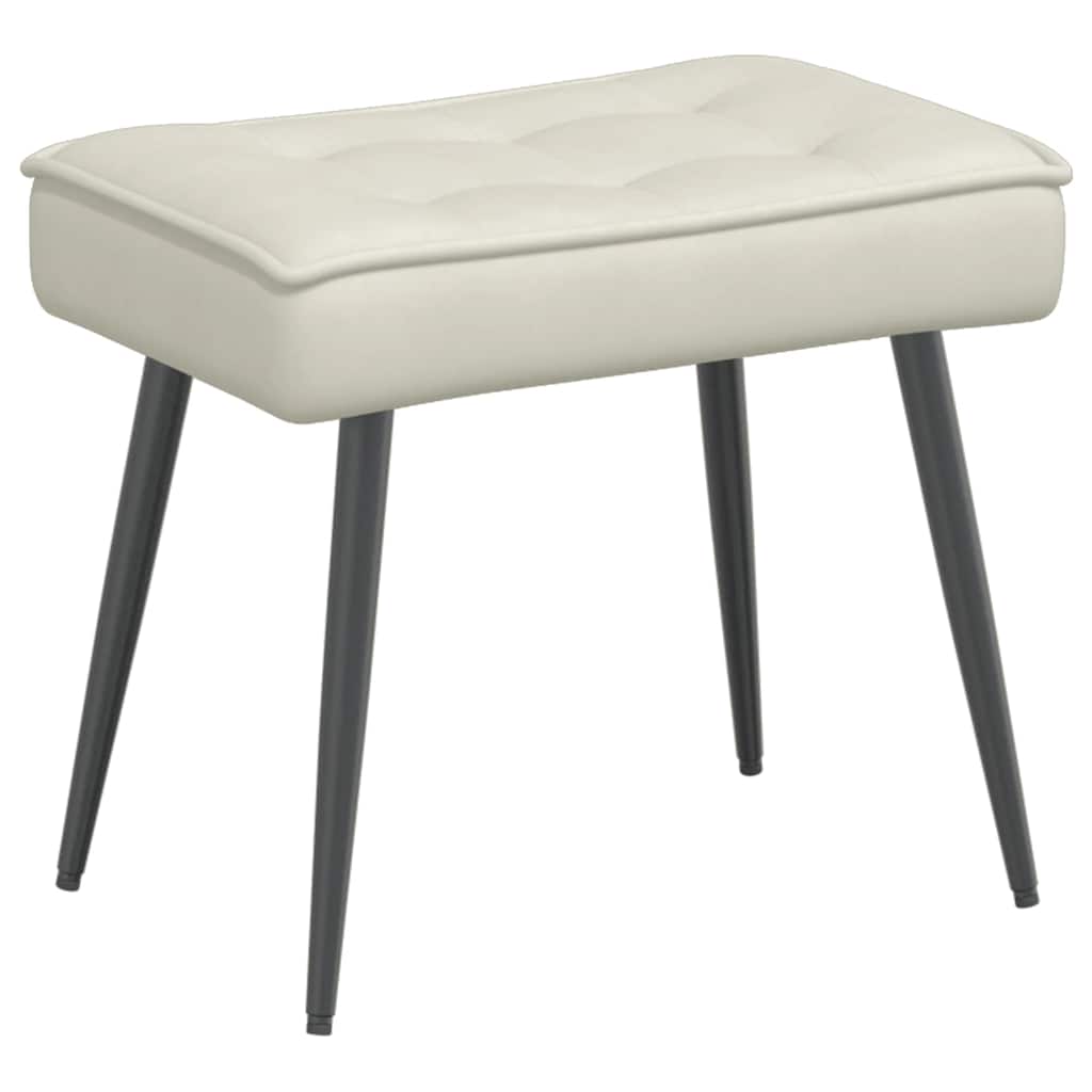 Chaise de relaxation avec tabouret crème velours - XIOS