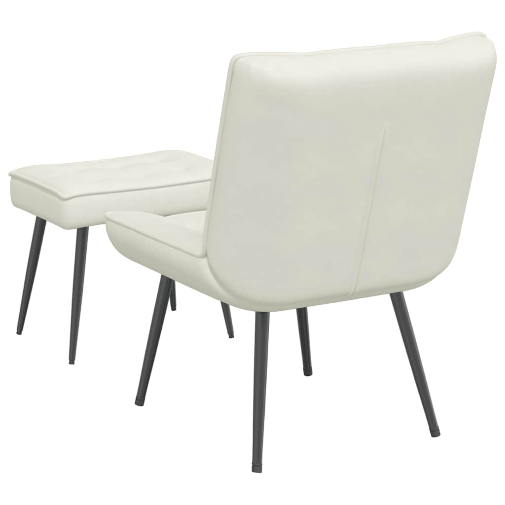 Chaise de relaxation avec tabouret crème velours - XIOS