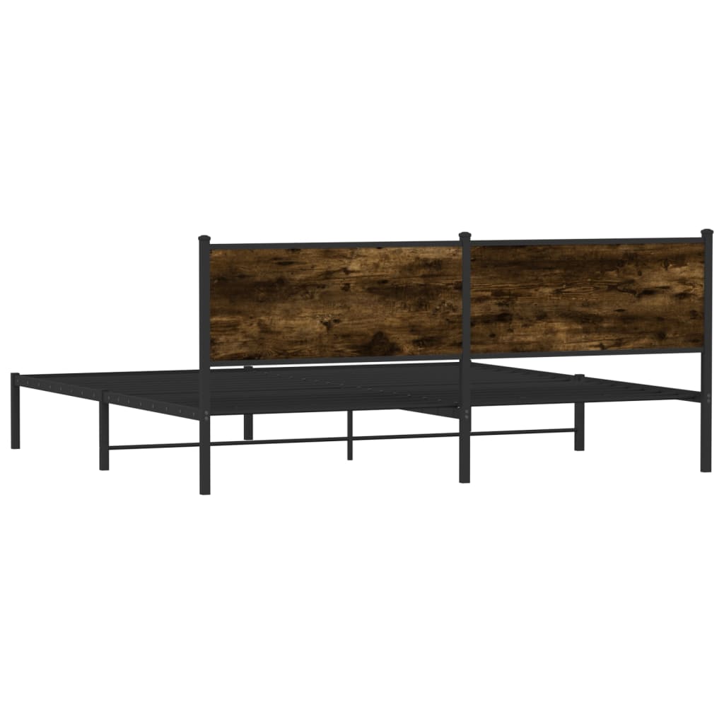 Cadre de lit en métal sans matelas chêne fumé 200x200 cm - XIOS