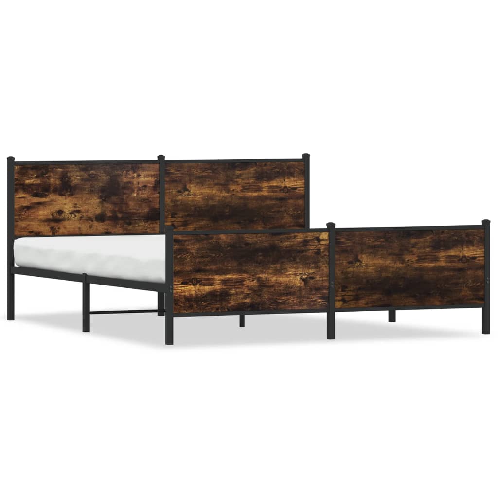 Cadre de lit en métal sans matelas chêne fumé 183x213 cm - XIOS