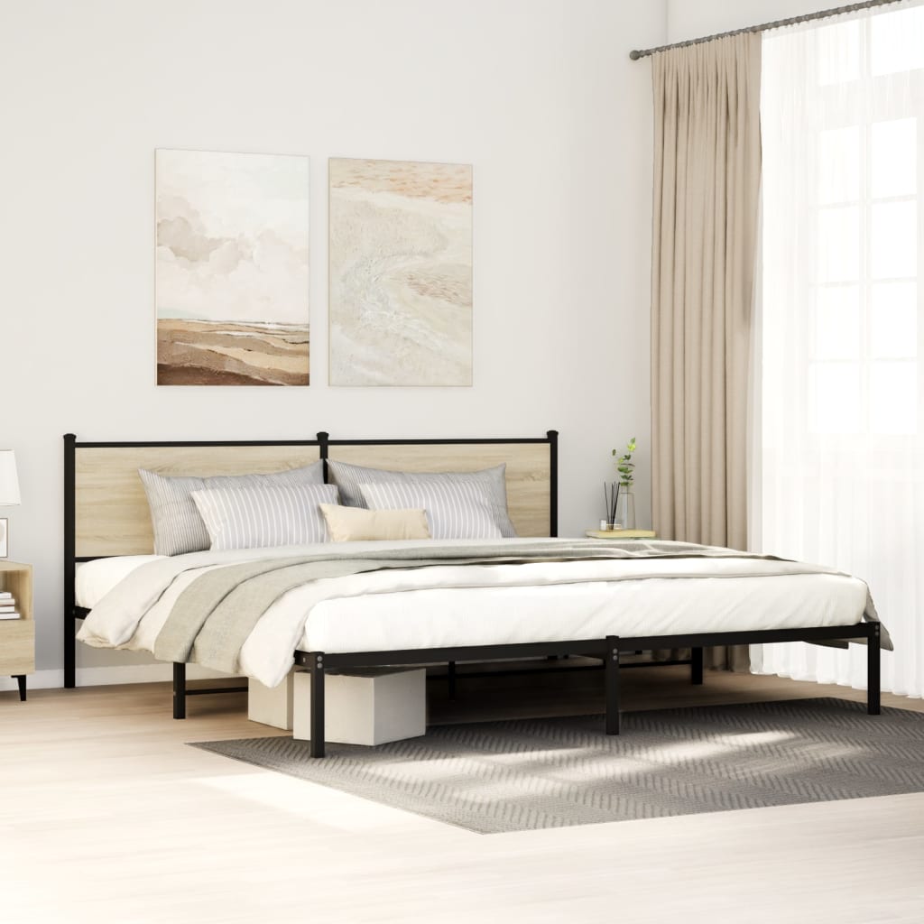 Cadre de lit en métal sans matelas chêne sonoma 200x200 cm - XIOS