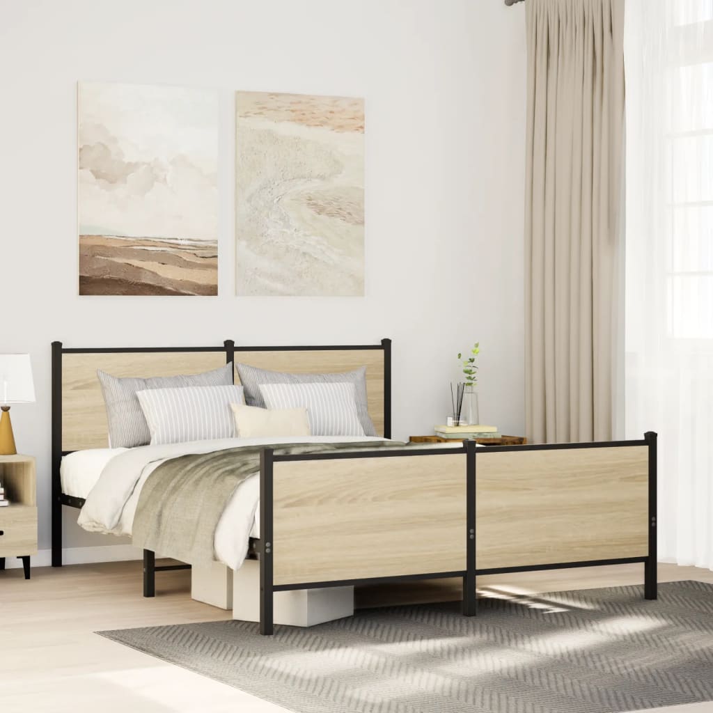 Cadre de lit en métal sans matelas chêne sonoma 140x200 cm - XIOS