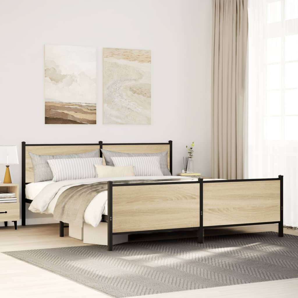 Cadre de lit en métal sans matelas chêne sonoma 200x200 cm - XIOS