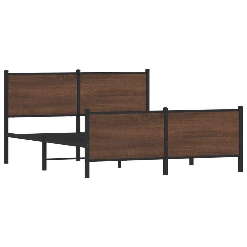 Cadre de lit en métal sans matelas chêne marron 140x190 cm - XIOS