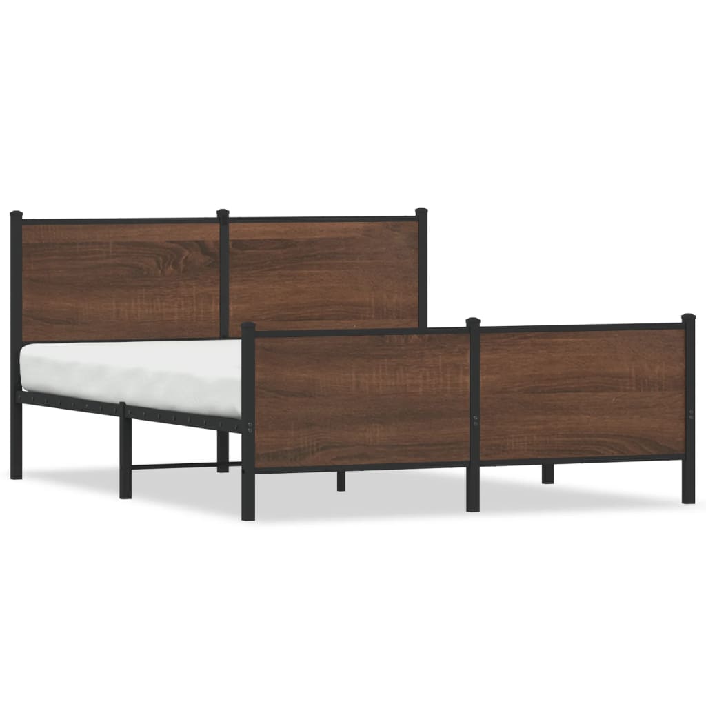 Cadre de lit en métal sans matelas chêne marron 150x200 cm - XIOS