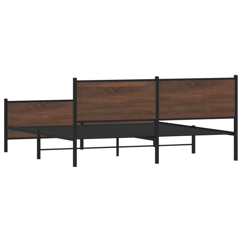 Cadre de lit en métal sans matelas chêne marron 180x200 cm - XIOS