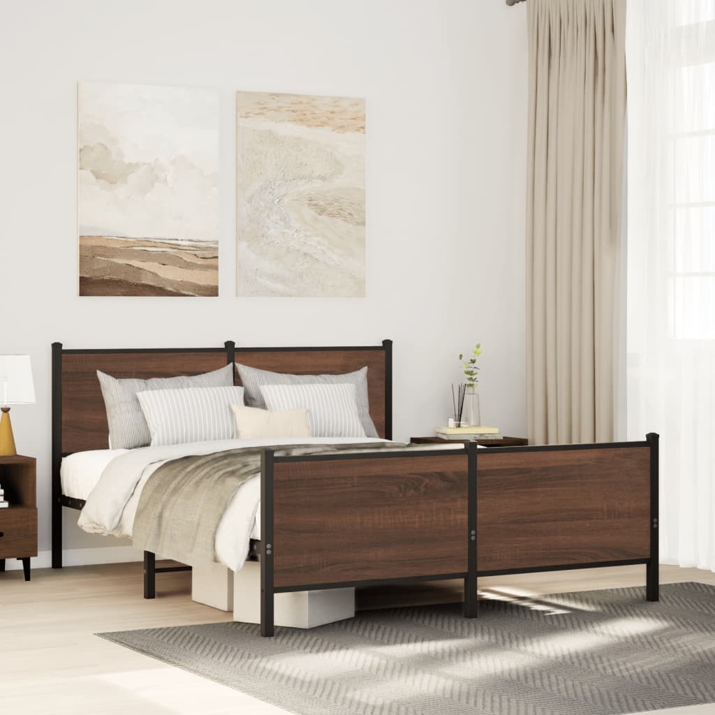 Cadre de lit en métal sans matelas chêne marron 180x200 cm - XIOS