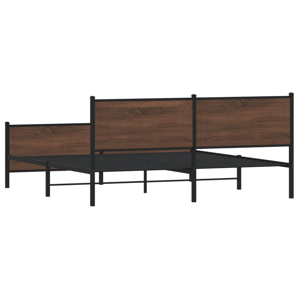Cadre de lit en métal sans matelas chêne marron 200x200 cm - XIOS