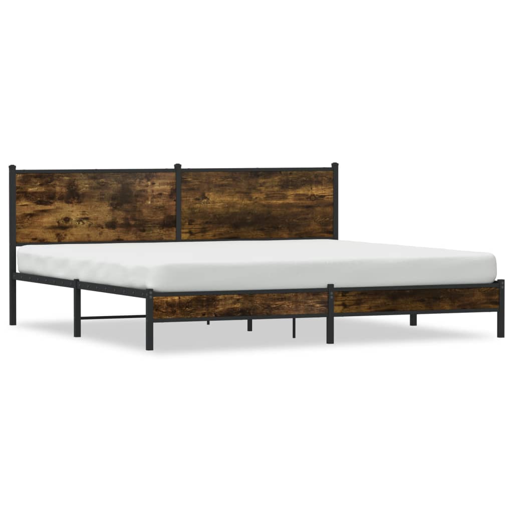 Cadre de lit en métal sans matelas chêne fumé 193x203 cm - XIOS
