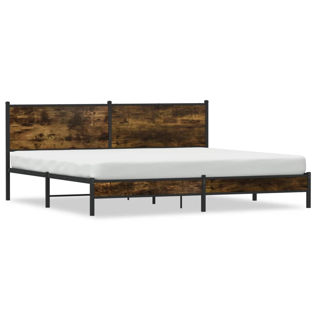 Cadre de lit en métal sans matelas chêne fumé 200x200 cm - XIOS