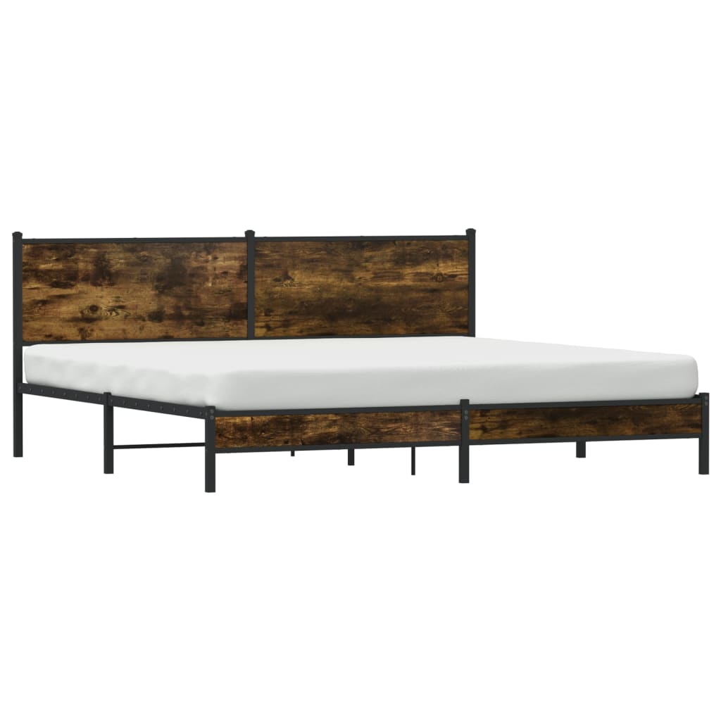 Cadre de lit en métal sans matelas chêne fumé 200x200 cm - XIOS