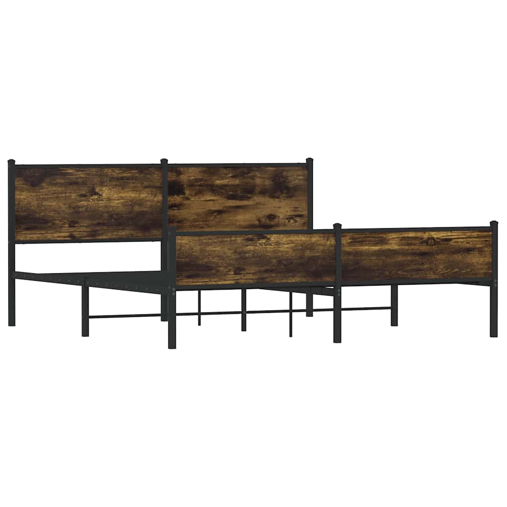 Cadre de lit en métal sans matelas chêne fumé 160x200 cm - XIOS