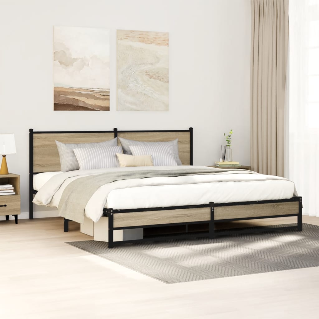 Cadre de lit en métal sans matelas chêne sonoma 183x213 cm - XIOS