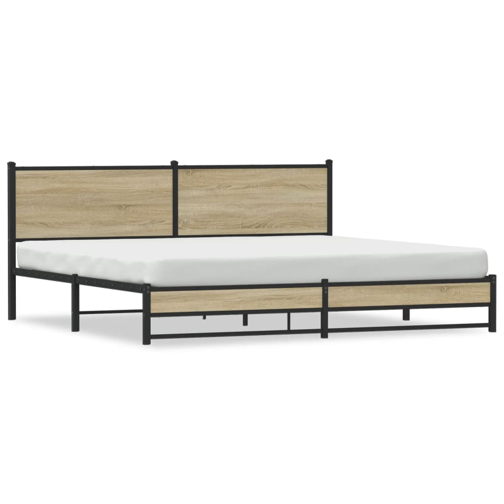 Cadre de lit en métal sans matelas chêne sonoma 193x203 cm
