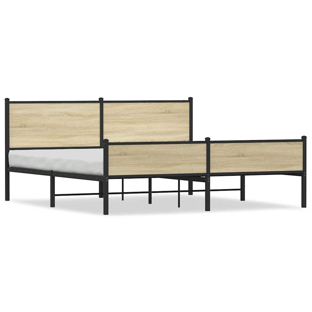 Cadre de lit en métal sans matelas chêne sonoma 180x200 cm - XIOS