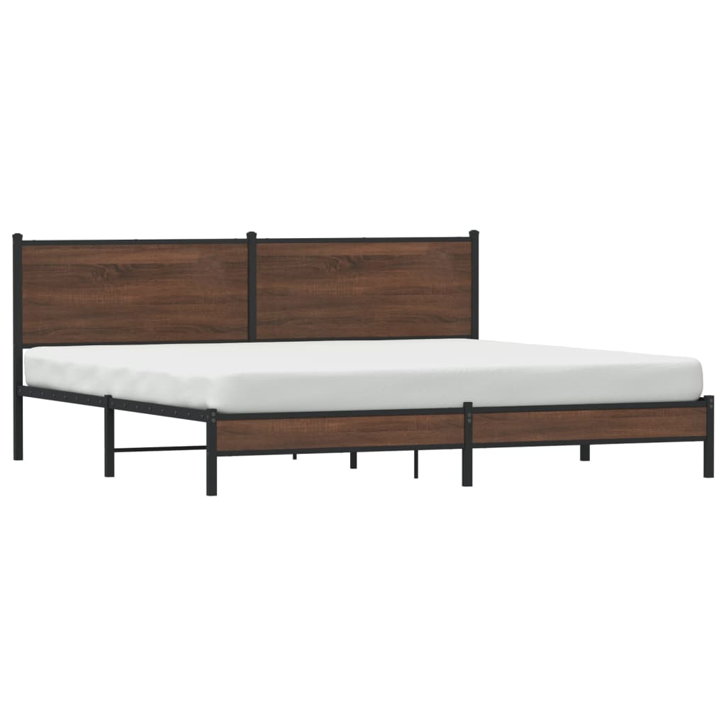 Cadre de lit en métal sans matelas chêne marron 193x203 cm - XIOS
