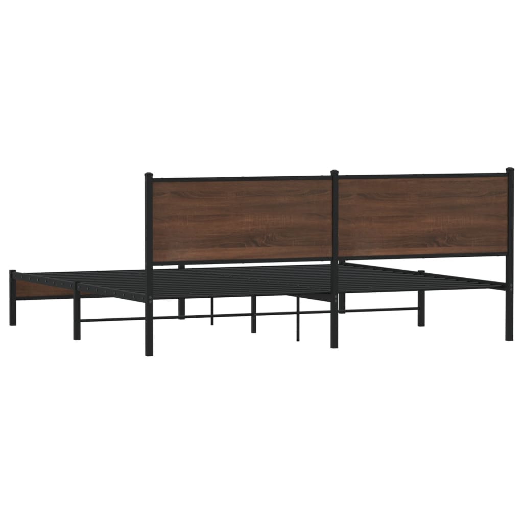 Cadre de lit en métal sans matelas chêne marron 193x203 cm - XIOS