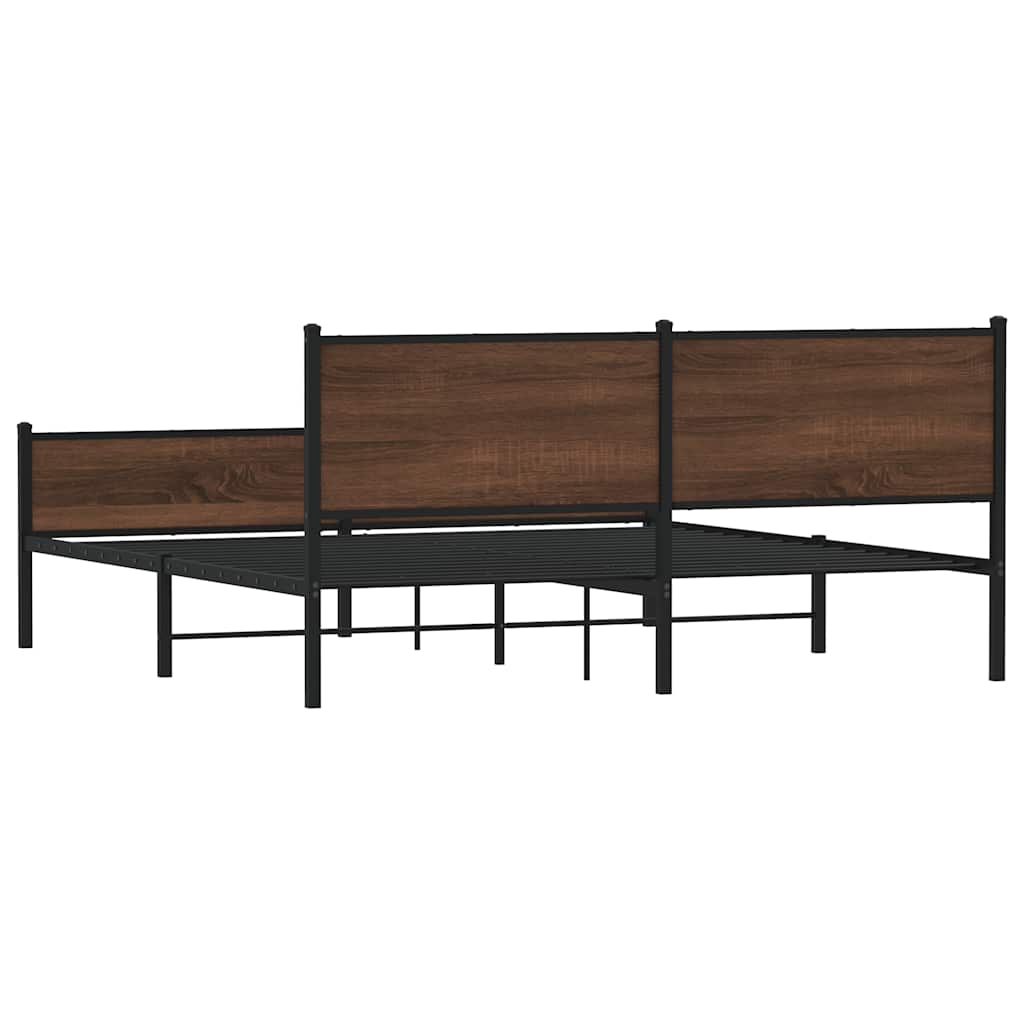 Cadre de lit en métal sans matelas chêne marron 160x200 cm - XIOS
