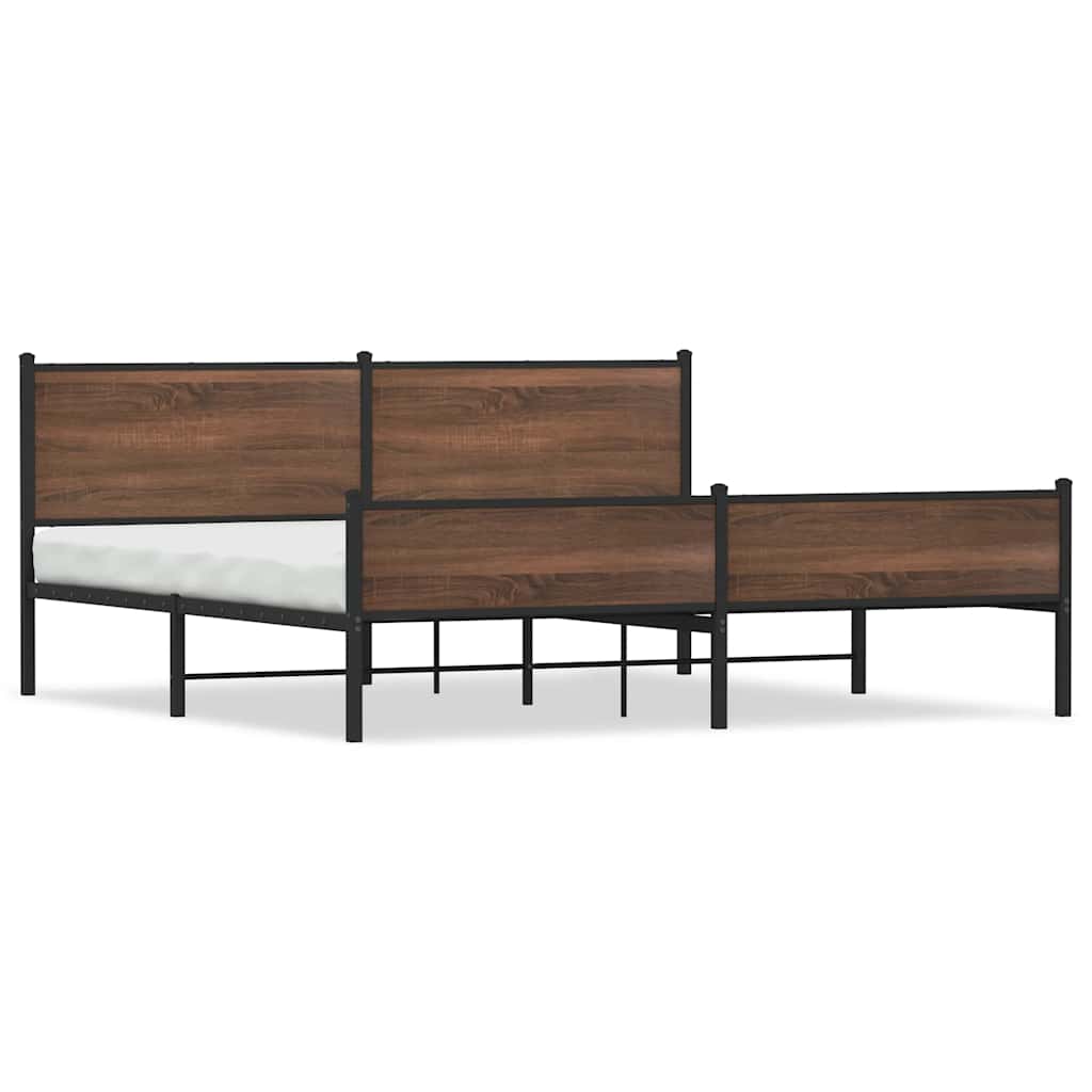 Cadre de lit en métal sans matelas chêne marron 193x203 cm - XIOS