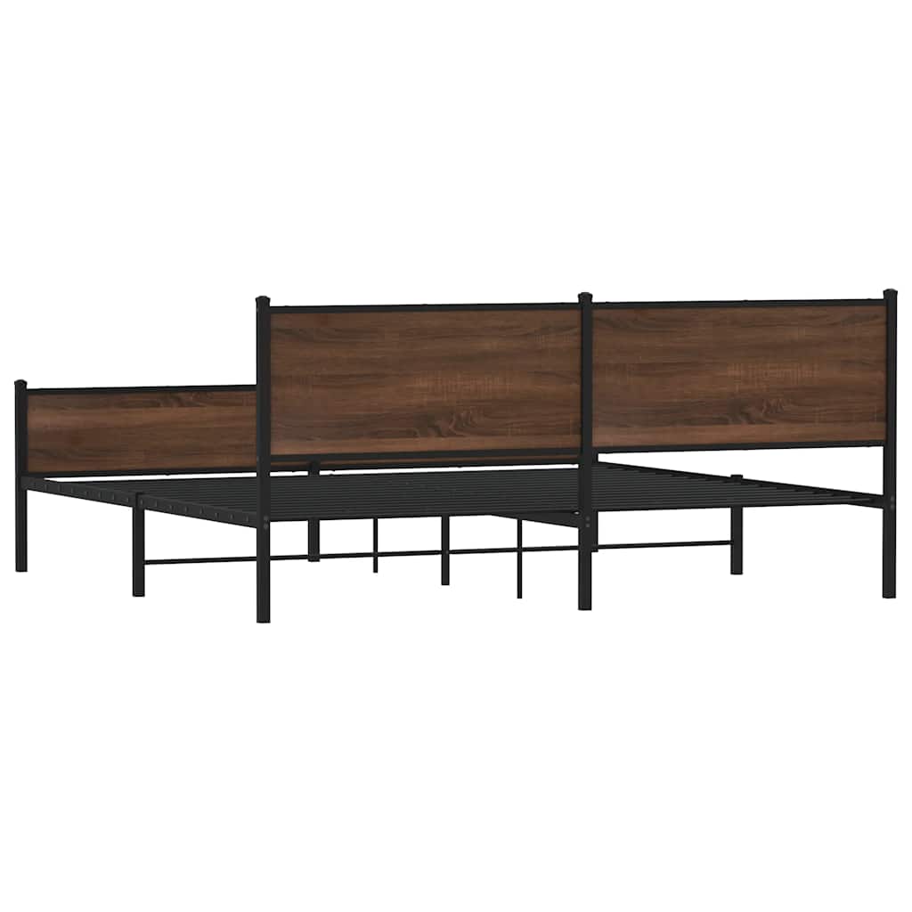 Cadre de lit en métal sans matelas chêne marron 193x203 cm - XIOS
