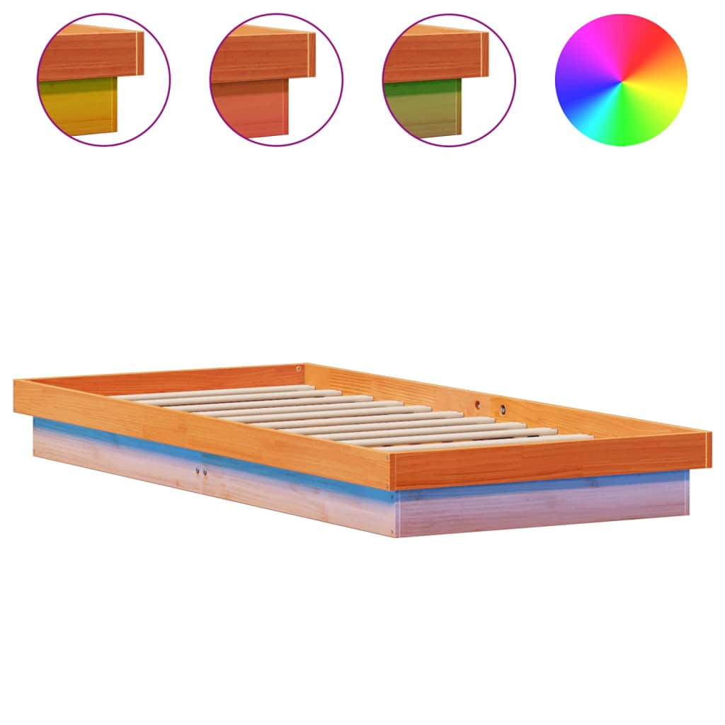 Cadre de lit à LED sans matelas 75x190 cm bois massif - XIOS