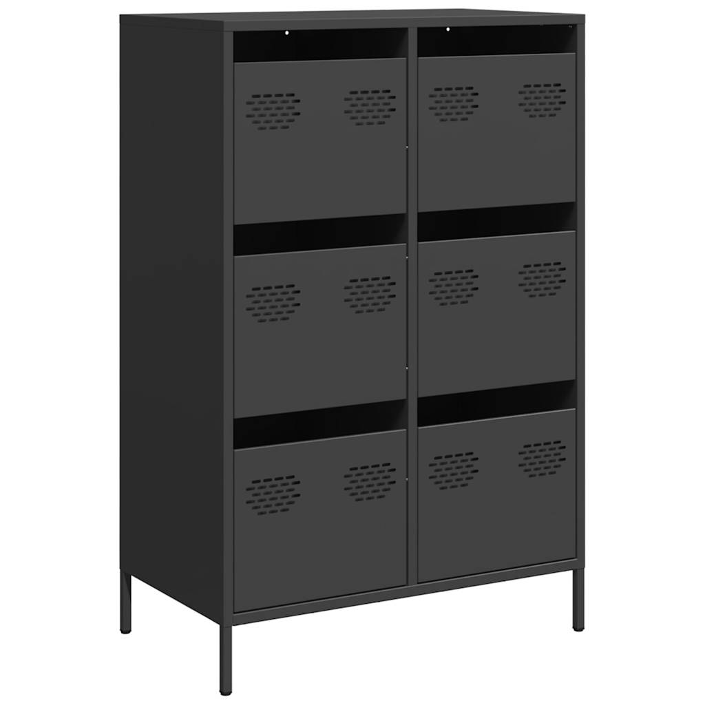 Buffet haut noir 68x39x101,5 cm acier - XIOS