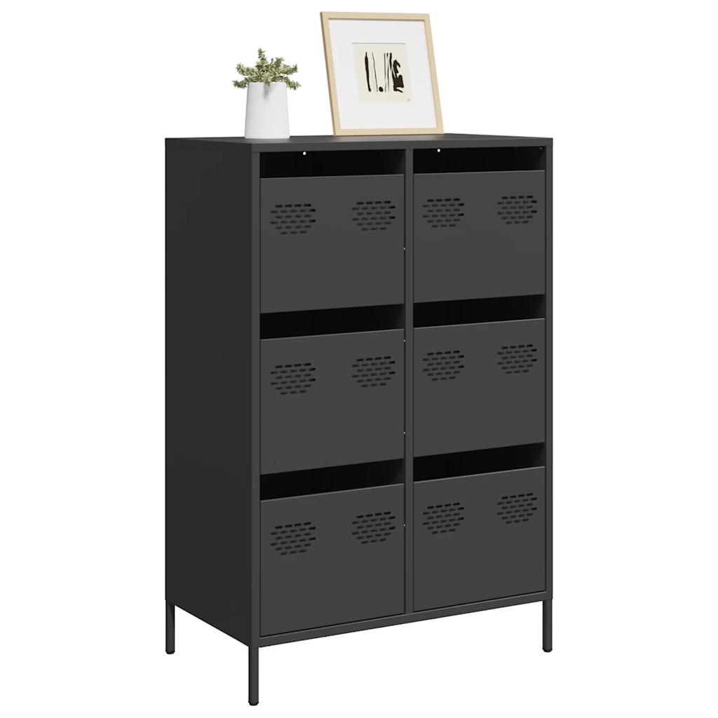Buffet haut noir 68x39x101,5 cm acier - XIOS