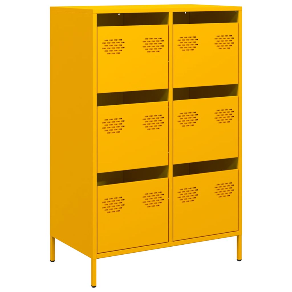 Buffet haut jaune moutarde 68x39x101,5 cm acier - XIOS