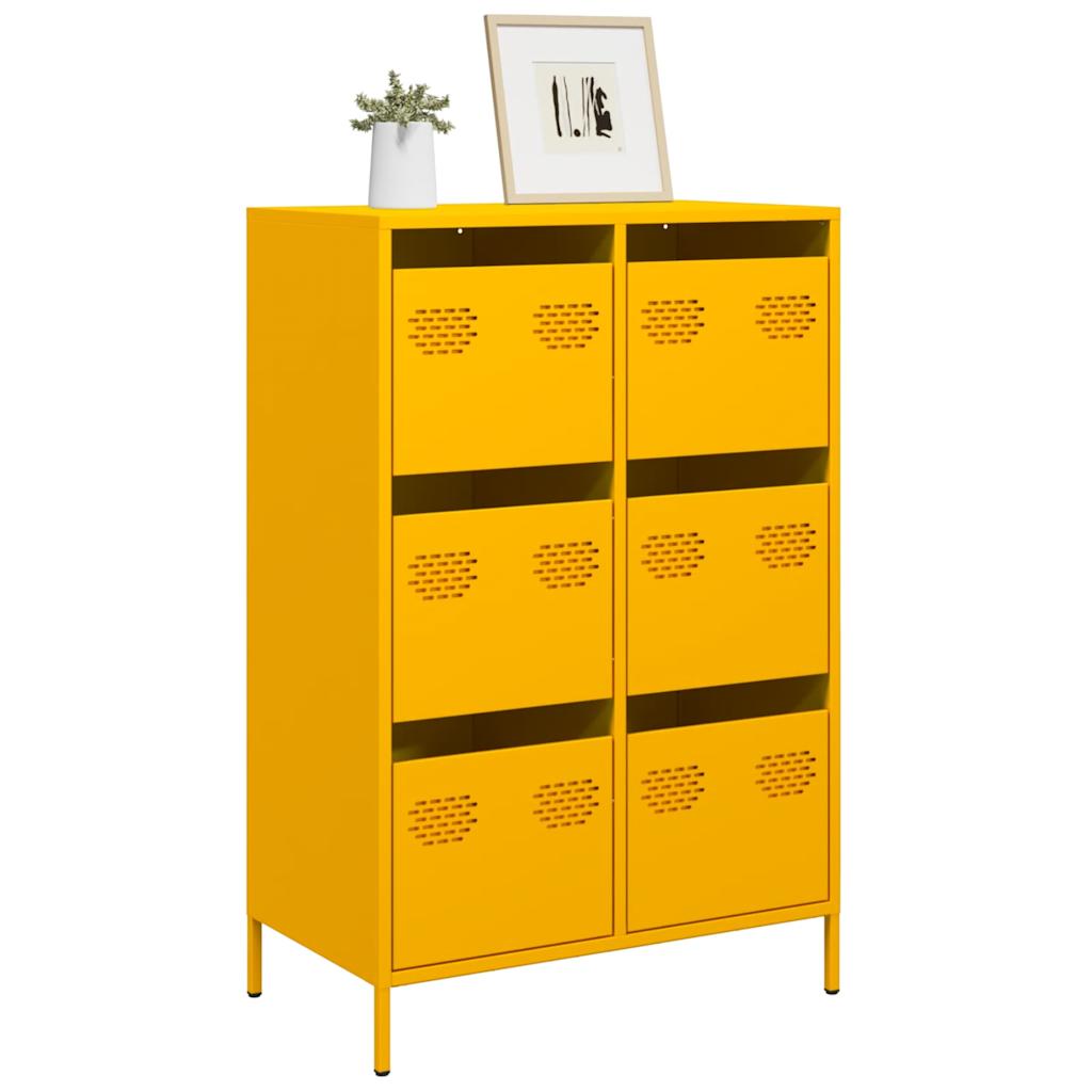 Buffet haut jaune moutarde 68x39x101,5 cm acier - XIOS