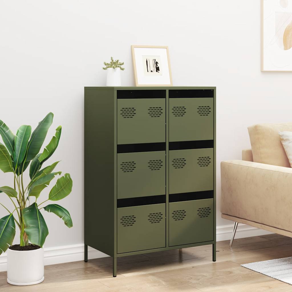 Buffet haut vert olive 68x39x101,5 cm acier - XIOS