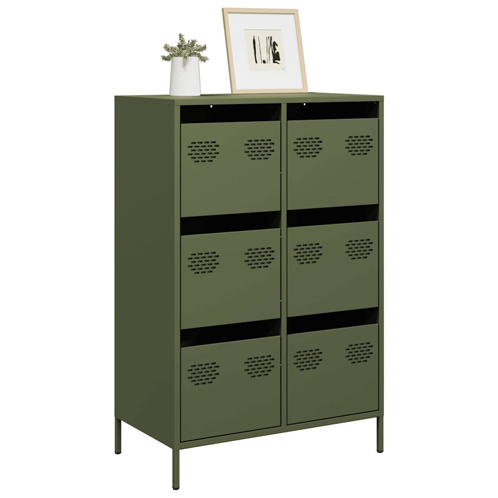 Buffet haut vert olive 68x39x101,5 cm acier - XIOS