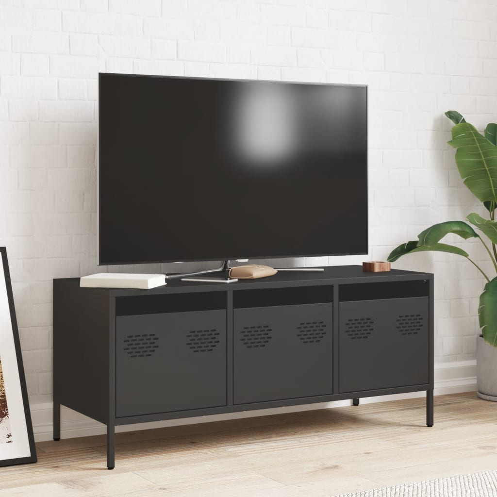 Meuble TV noir 101,5x39x43,5 cm acier laminé à froid - XIOS