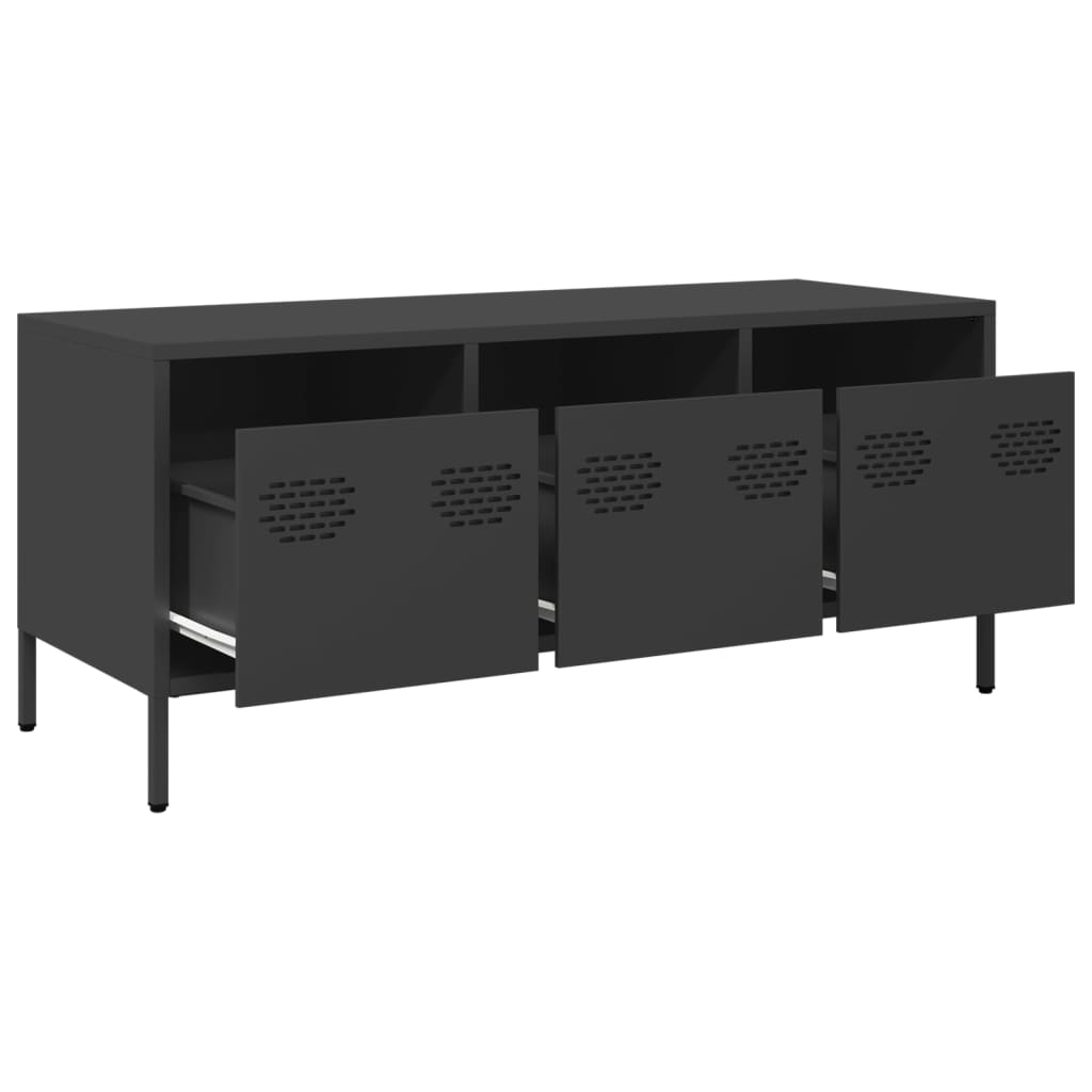 Meuble TV noir 101,5x39x43,5 cm acier laminé à froid - XIOS