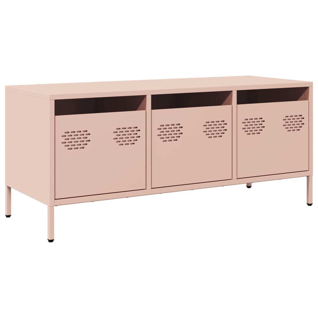 Meuble TV rose 101,5x39x43,5 cm acier laminé à froid - XIOS