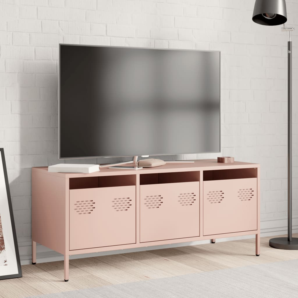 Meuble TV rose 101,5x39x43,5 cm acier laminé à froid - XIOS