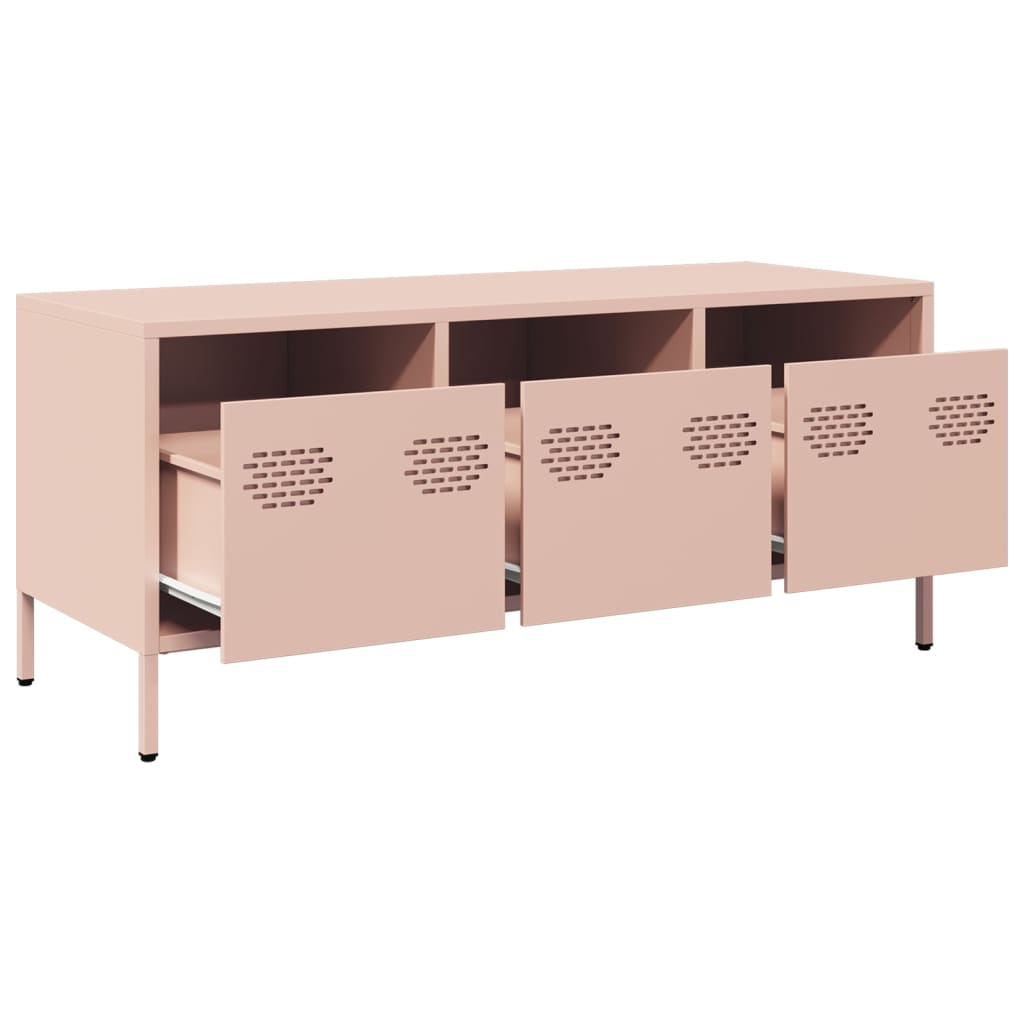 Meuble TV rose 101,5x39x43,5 cm acier laminé à froid - XIOS