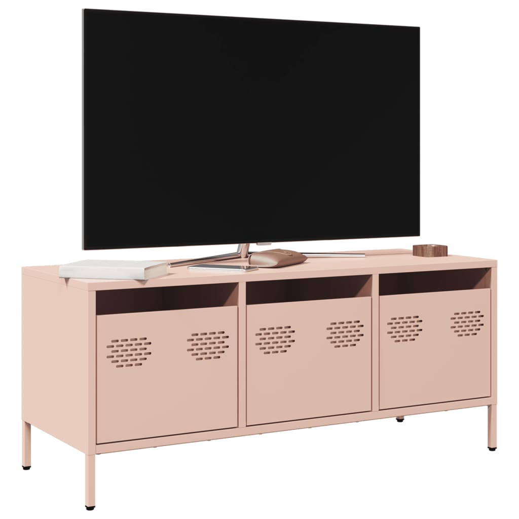 Meuble TV rose 101,5x39x43,5 cm acier laminé à froid - XIOS