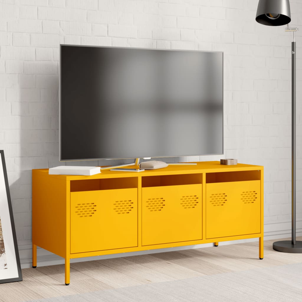 Meuble TV jaune moutarde 101,5x39x43,5 cm acier laminé à froid - XIOS