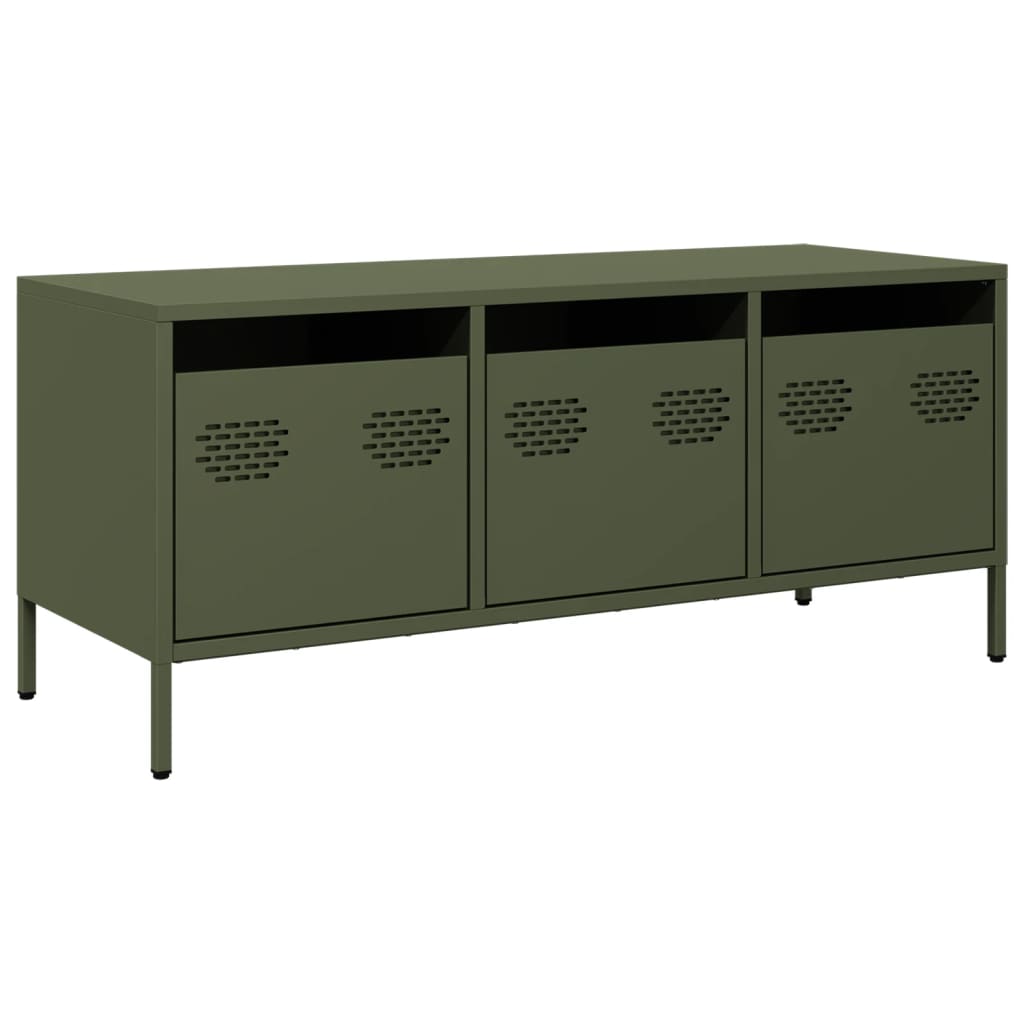 Meuble TV vert olive 101,5x39x43,5 cm acier laminé à froid - XIOS