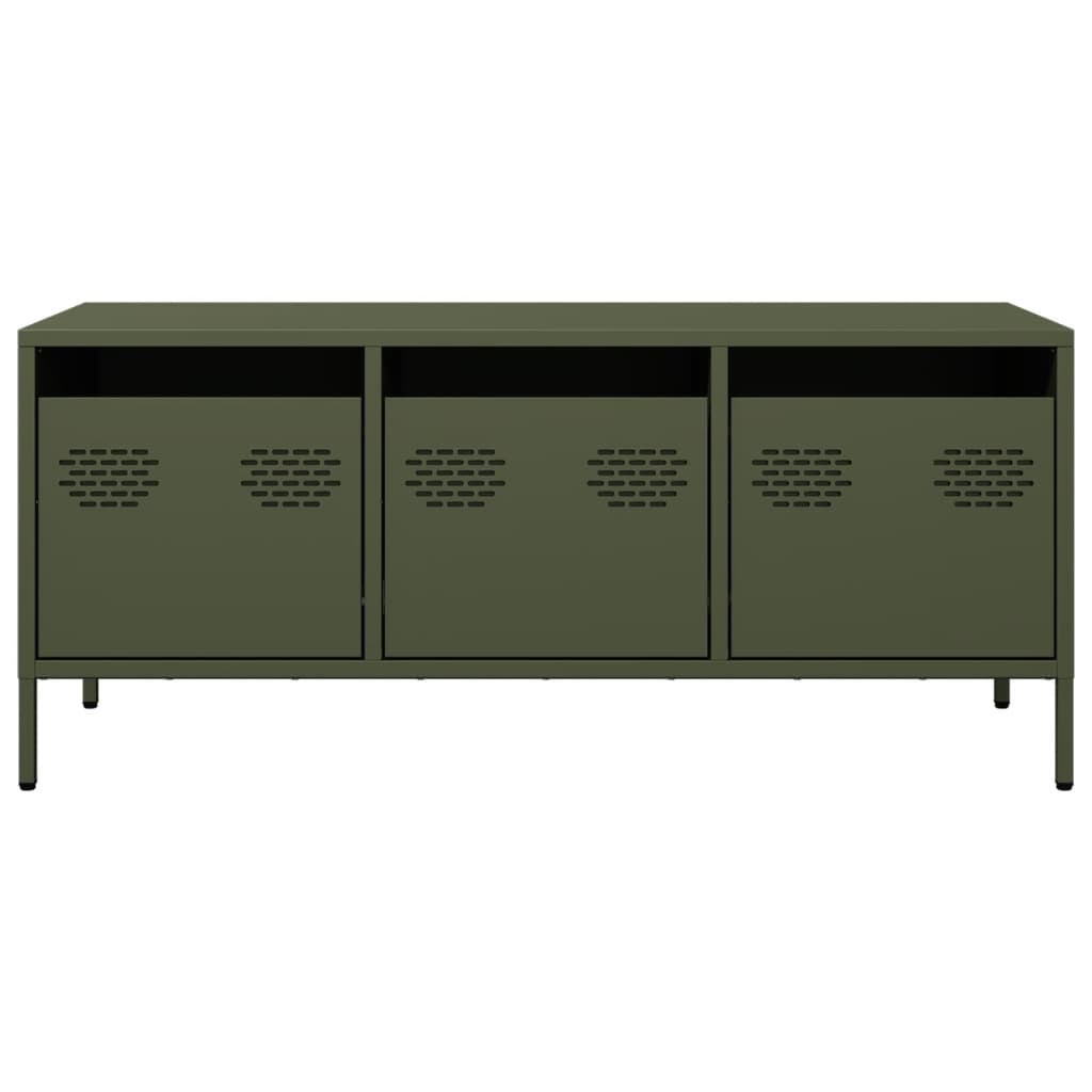 Meuble TV vert olive 101,5x39x43,5 cm acier laminé à froid - XIOS
