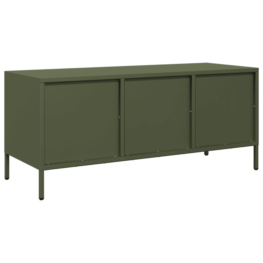Meuble TV vert olive 101,5x39x43,5 cm acier laminé à froid - XIOS